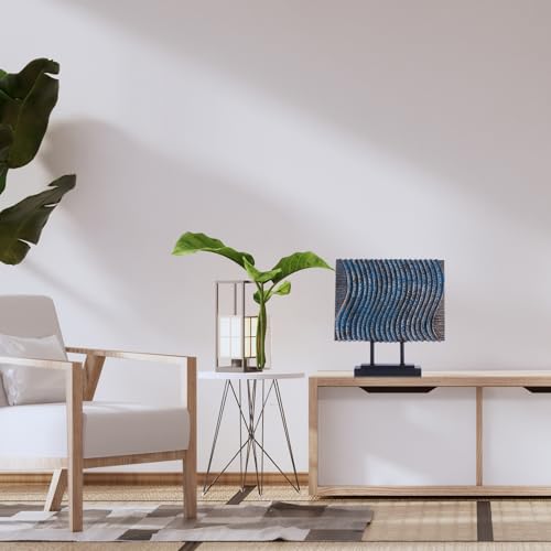 CECEQU Modern Sail Statues | Abstract Decorative Sculptures, Decor Items for Home Decor Accents, Ideal for Office, Living Room, Entry Table, Tabletop, above Cabinet Decorations (Blue Vertical Bar)