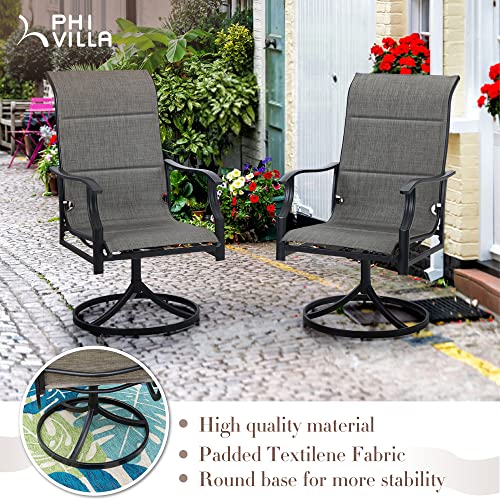 PHI VILLA 9 PCS Outdoor Table and Chair Set with 8 Padded High Back 360 Degree Swivel Dining Chair, 1 Extandable Metal Table, Patio Furniture Set for Outside, Poolside