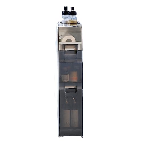 Clip Storage Cabinet Drawer Bathroom Storage Cabinet Ultra Narrow Seam Sideboard Kitchen Seam Cabinet Floor Standing, Waterproof Toilet Paper Cabinet, for Small Spaces, Closets, Bedroom