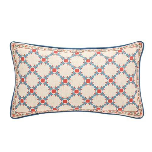 Designer Throw Pillow Covers,Lumbar Brilliant Vintage Red Tropical Linen with Floral Pattern Pillow Cover,Decorative Rectangle Pillowcases Cushion for Bed Living Room,12