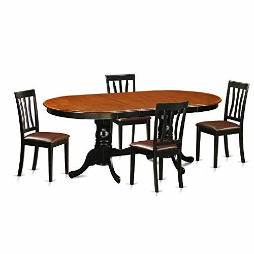 East West Furniture PLAN9-BCH-LC 9 Piece Room Set Includes an Oval Kitchen Table with Butterfly Leaf and 8 Faux Leather Upholstered Dining Chairs, 42x78 Inch
