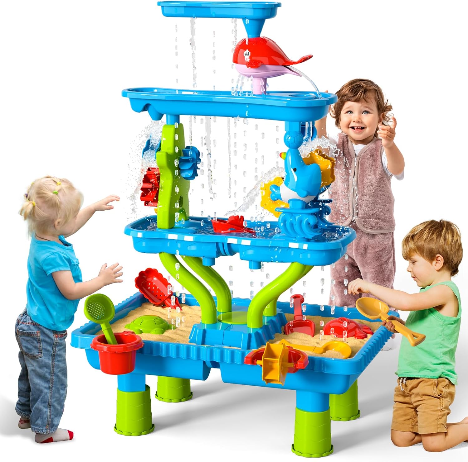 Bennol Kids Water Table for Toddlers 3-5, 4-Tier Water Table Outdoor Toys for Kids Toddlers Boys Girls, Water Sand Activity Tables Summer Outdoor Toys for Outside Backyard for Toddlers Age 3-5