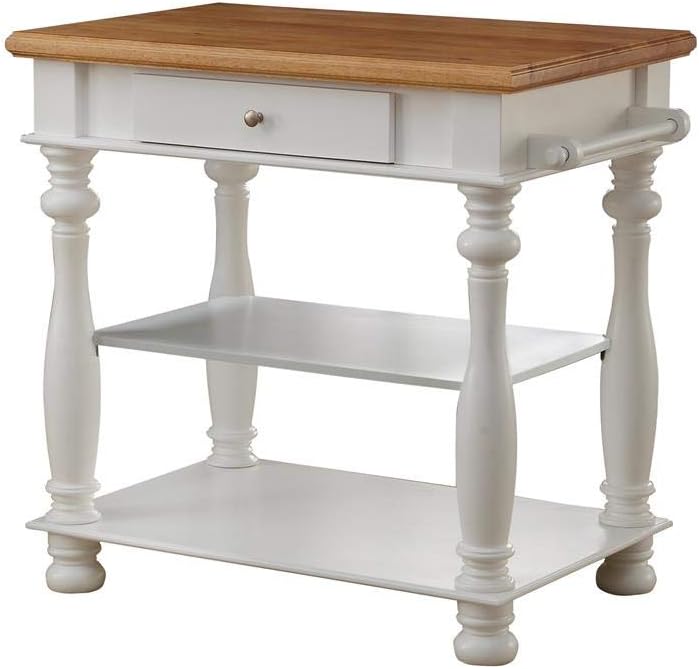 Bernards Birch Kitchen Island, white