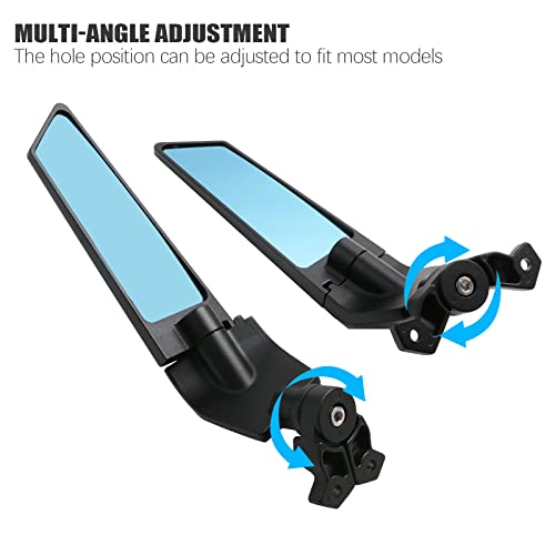 PACEWALKER Motorcycle Adjustable Aluminum Rearview Mirror Wind Wing Mirror Compatible with 2018-2022 KAWASAKI Ninja 400 650 ZX10R ZX6R ZX-636 Honda Suzuki(Anti-glare lens)