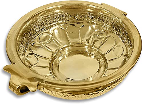SATVIK 6 Inch Decorative Brass Designer Urli Flower Candles Floating Bowing Brass Pot Home Décor Items