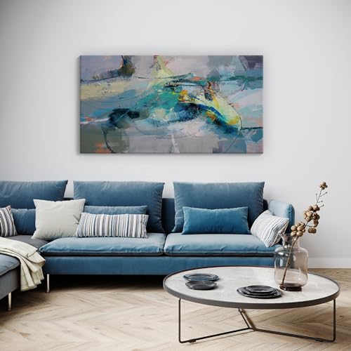 Abstract Wall Art - Large Canvas Wall Art for Living Room, Bedroom, Office - Framed Modern Wall Decor in Gray and Yellow - Artwork Paintings & Pictures