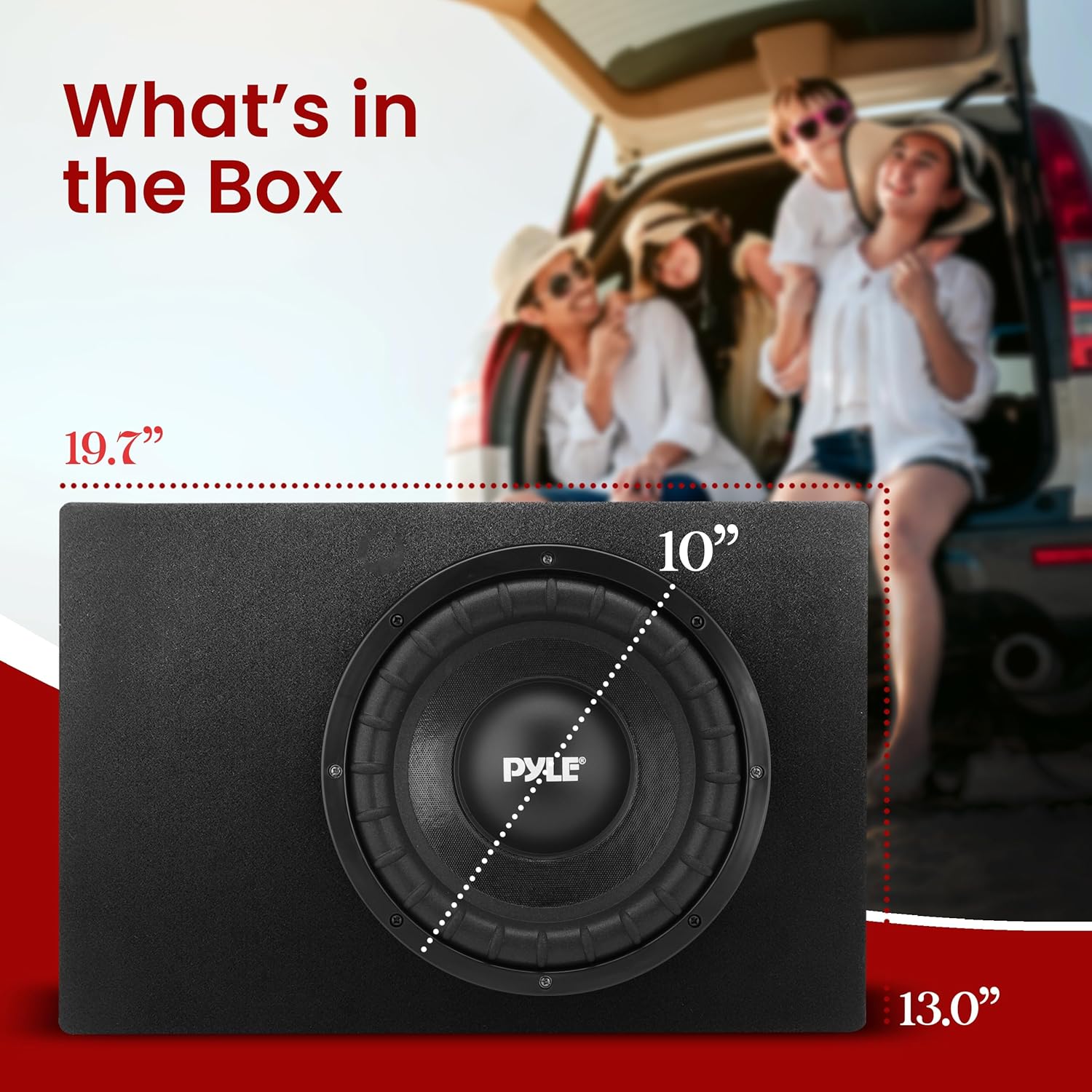 Pyle Slim Subwoofer Box System - 500 Watts, Perfect for Mount Car Truck Audio Powered Subwoofer Enclosure, High Powered 10-inch Woofers with a Non-Pressed Paper Cone - PSBS10,Black