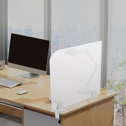 Desk Divider Panel, Clamp-on Acoustic Desk Divider Privacy Panel 47 * 18 * 2in, Privacy Panel Desk Partition Panel for Office Desk Home, Translucent