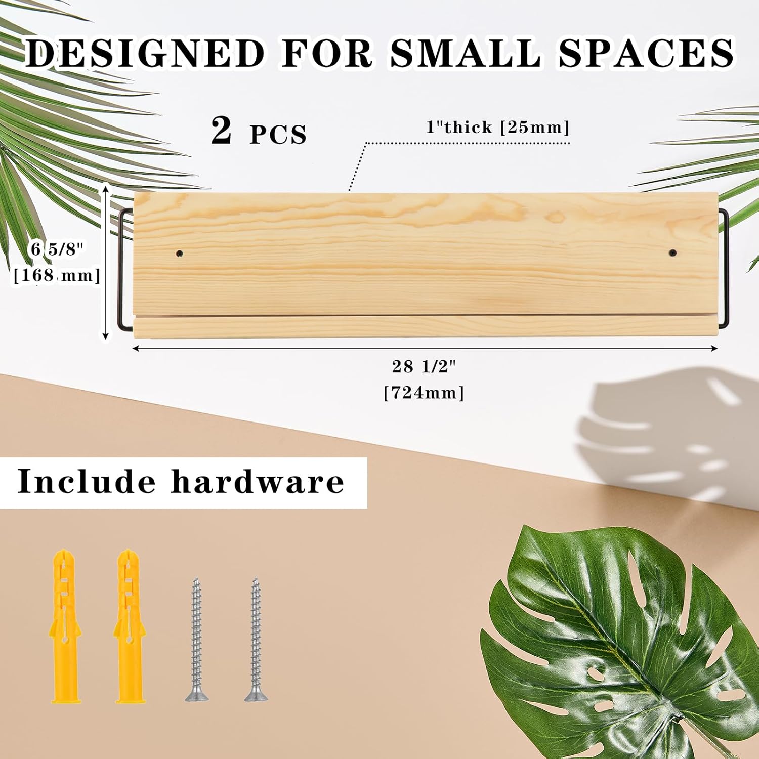 Mifoci 2 Pcs Wall Mounted Shoe Rack Wooden Shoe Rack Organizer Wall Shoe Holder Modern Compact Wood Rv Shoe Storage for Sneaker Kid Footwear Slipper Boots Entryway Narrow Spaces Hallway (28.35'' Long)