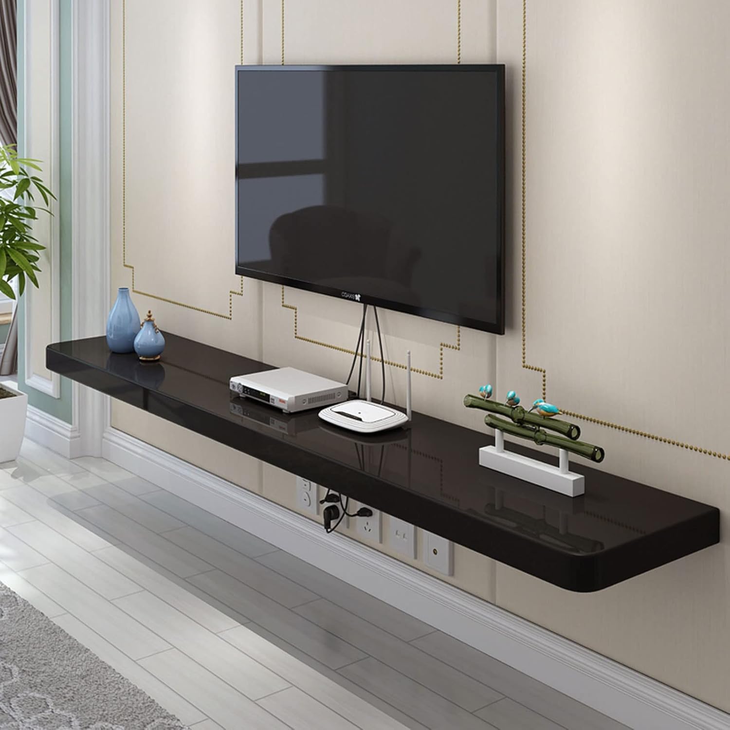 Wall Shelf Floating Shelf Wall Mounted TV Shelf Entertainment Unit TV Stand TV Console Set Top Box Router DVD Projector Toys Gaming Shelf TV Board Bookshelf Wall Unit Decor Utility Shelve