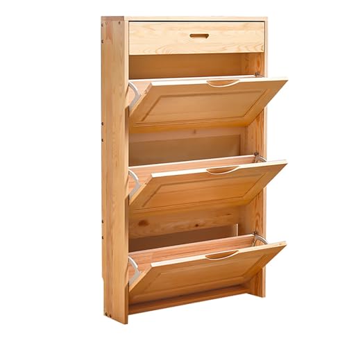 Shoes Cabinet, Shoe Cabinet with 3 Flip Drawers, Slim Shoe Storage Cabinet with Drawer & Adjustable Shelves, for Entryway, Hallway, Bedroom, Apartment(70x24x120cm/28x9x47in)