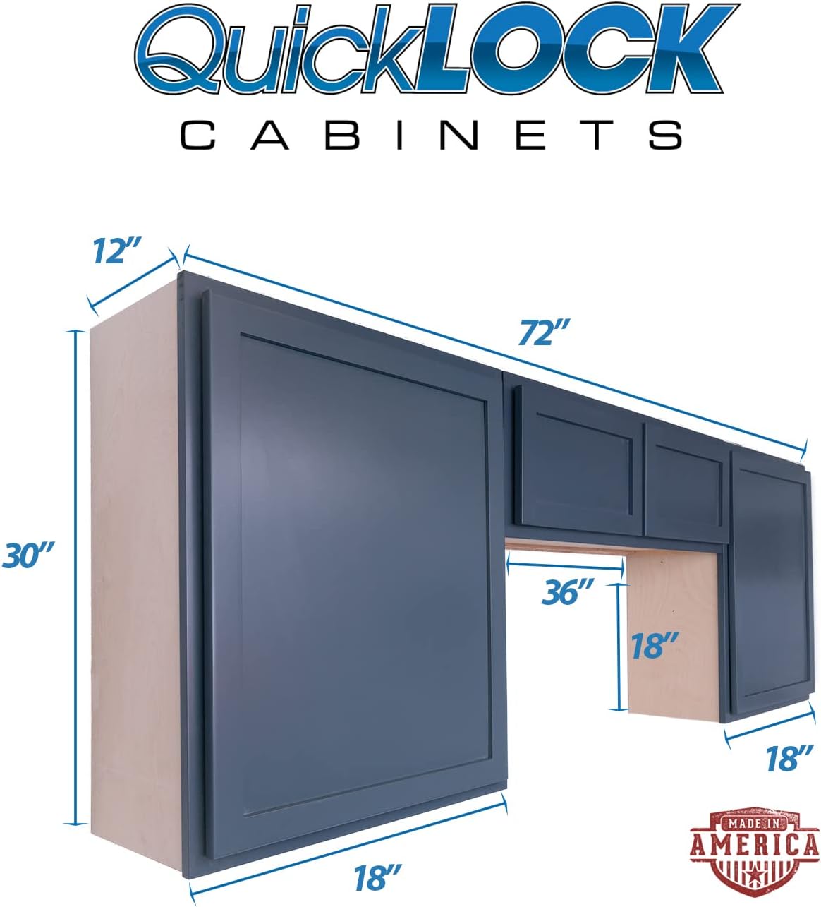 RTA (Ready-to-Assemble) Cabinets | Needlepoint Navy Starter Laundry Room Cabinet Kit | 72