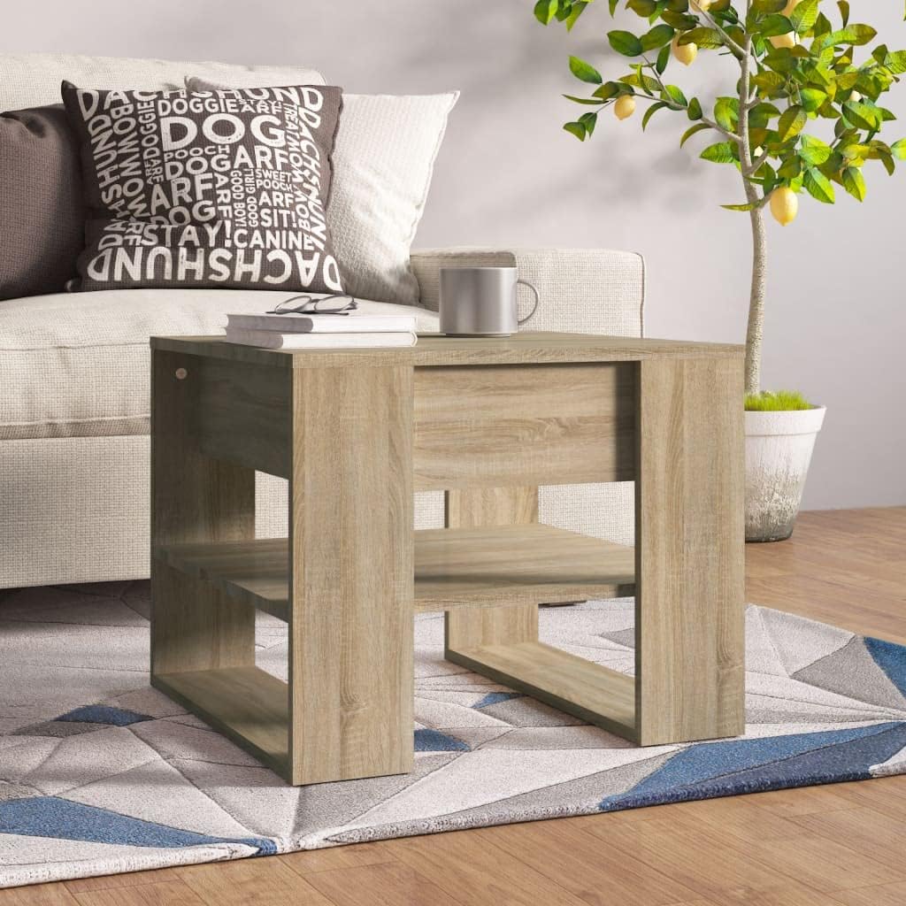 vidaXL Engineered Wood Coffee Table with Shelf - Sonoma Oak Finish, Durable and Moisture-resistant, Home Furniture, 21.9