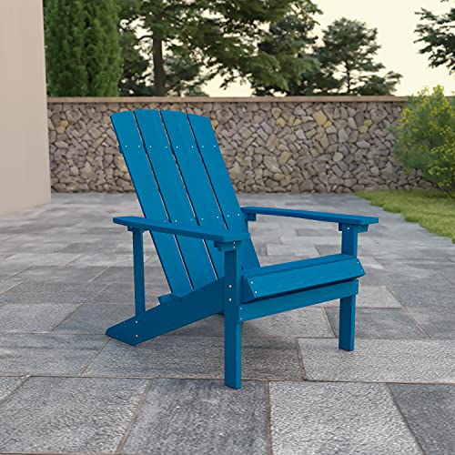 BizChair Commercial Grade Indoor/Outdoor Adirondack Chair, Weather Resistant Durable Poly Resin Deck and Patio Seating, Mahogany