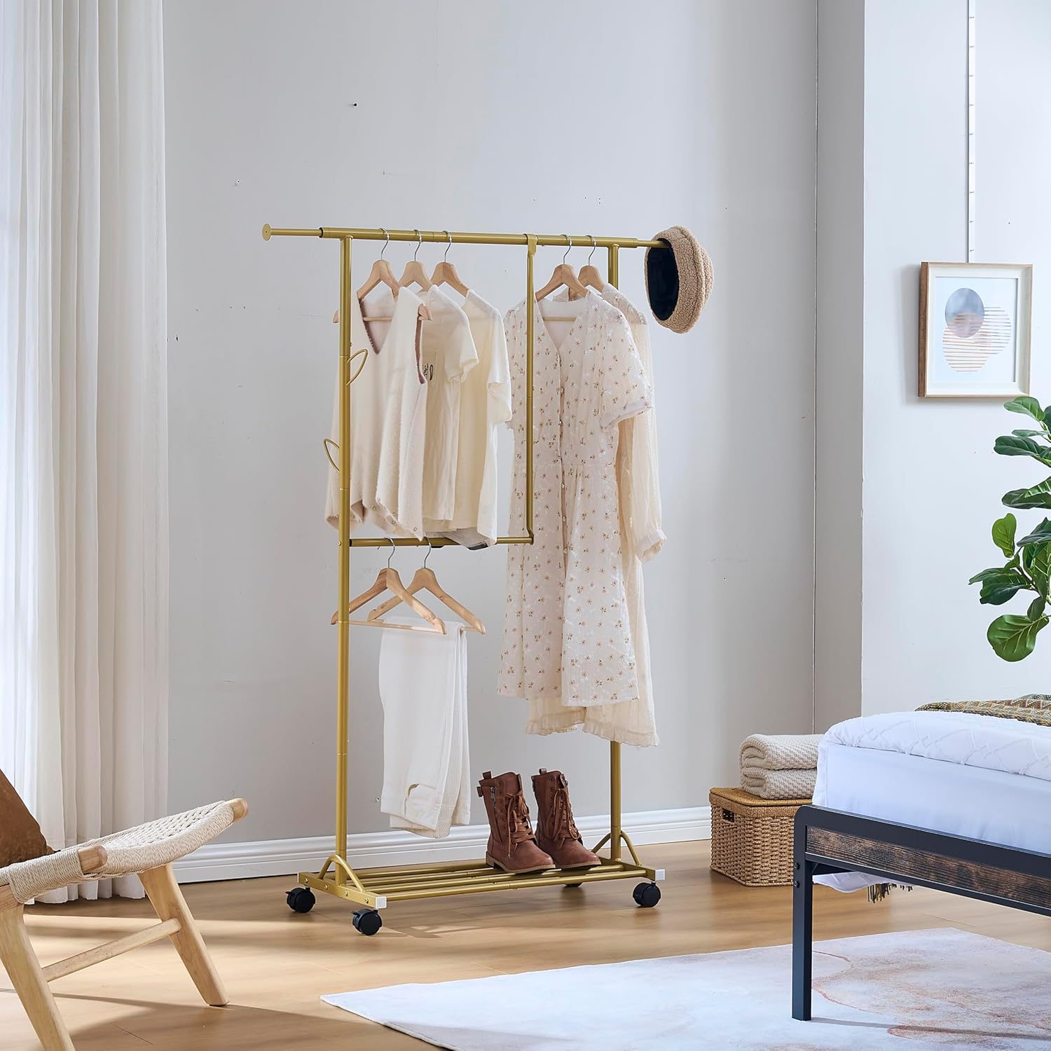 Garment Rack and Narrow Console Table 3 Tier Entryway