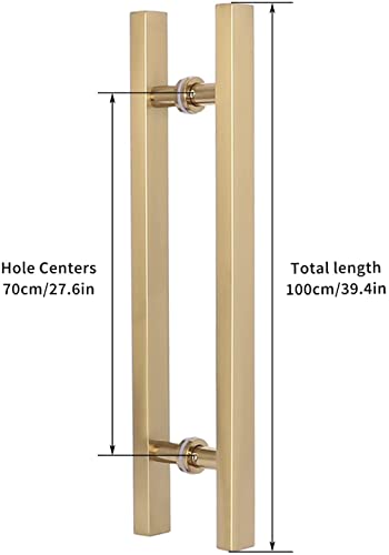 H Shape Door Handle/Barn Set,50/60/80/100/120cm Extra Long Gold Stainless Steel Push Pull Door Handle,Barn Door Handle for Wooden/Glass/Metal Door (Color : Rose Gold,Size : 120cm/4