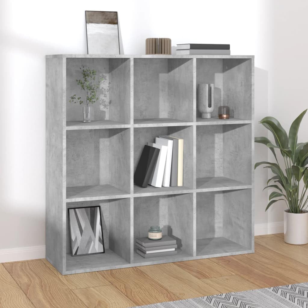 vidaXL Bookcase, Book Cabinet Open Shelf Bookcase, Wall Bookshelf for Office Living Room, Shelving Unit, Scandinavian, Concrete Gray Engineered Wood