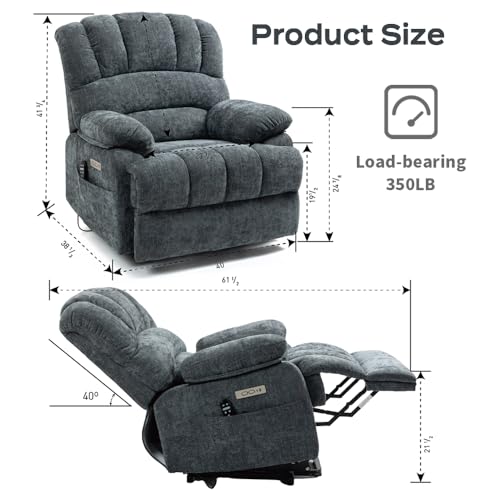 Recliner/Recliner Chairs for Adults/Lift Chair Recliners for Elderly，Massage Recliner with Heat/USB Charge Port Suitable for People up to 6Ft 3In/350lb Range (S1 Beige)…