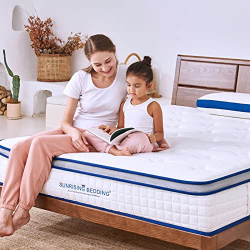 Sunrising Bedding 8” Natural Latex Full Mattress, Individually Encased Pocket Coil, Firm, Supportive, Naturally Cooling, Organic Mattress, 120-Night Free Trial, 20-Year Warranty