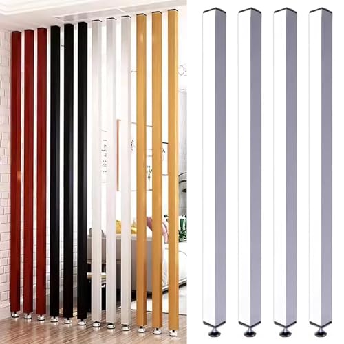 4 Pack Floor to Ceiling Room Dividers, Wall Partition Screen Aluminum Square Post for Hallway Entrance Bathroom Kitchen and Studio Apartment, 2 3 4 5 6 7 8 Ft Tall(C - 4 Pack,230cm/90.5in/7.54ft)