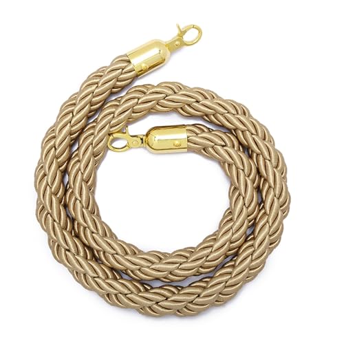 wangjun Hanging Hemp Braided Stanchion Rope 3 5 7 Ft, Stanchion Queue Barrier Twist Rope Black Grey Pink Blue White Purple Silver Green, Stainless Steel Gold Hook (Color : L#, Size : 2.1m/7ft)