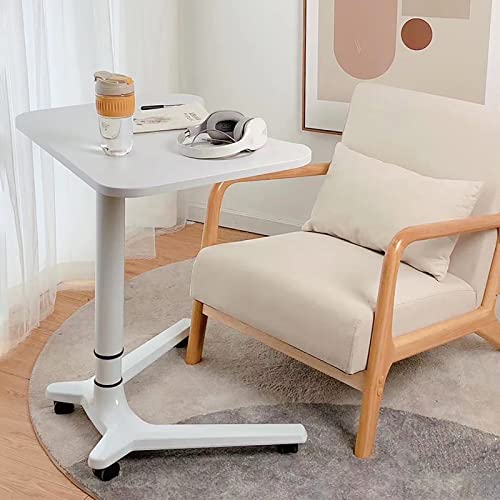 Mobile Standing Desk, Height Adjustable Rolling Laptop Desk, Pneumatic Sit Stand Desk with Lockable Wheels, Portable Desk Workstation for Home Office,Black