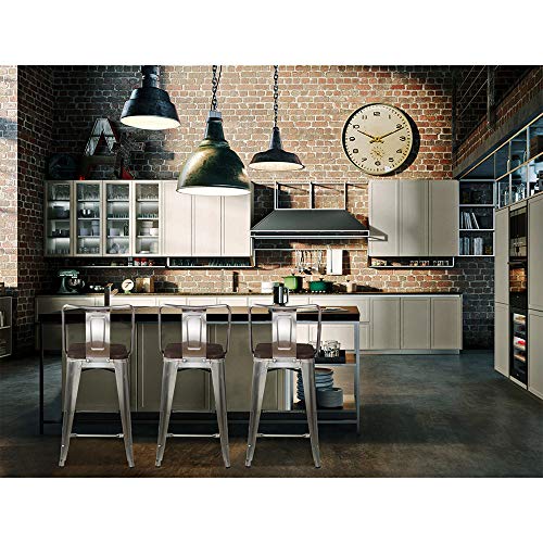 GIA 24-Inch Middle-Back Counter Stool, Qty of 2, Matte Black with Black Vegan Leather Seat