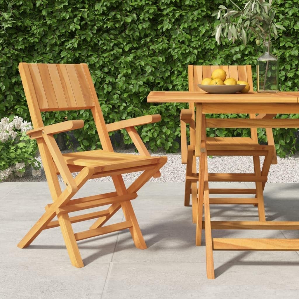 Set of 2 Premium Folding Patio Chairs - Solid Wood Teak Construction, 21.7x24x35.4 - Durable Outdoor Seating for Garden, Deck, or Backyard - Weather-Resistant and Space-Saving Design