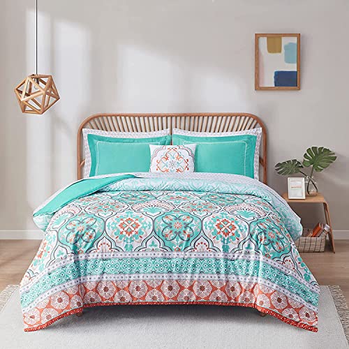 Degrees of Comfort Purple Comforter Set,Queen Boho Bedding Sets with Sheets,Bohemian Microfibe Bed in A Bag with Side Pockets, Matching Decorative Pillow, 8 Piece