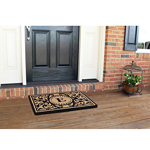 Monogrammed Door Mat Luxury Durable Coir Doormat for Outside Front Entrance with Decorative Heritage Design Non Slip Mat Available in 3 Sizes (30