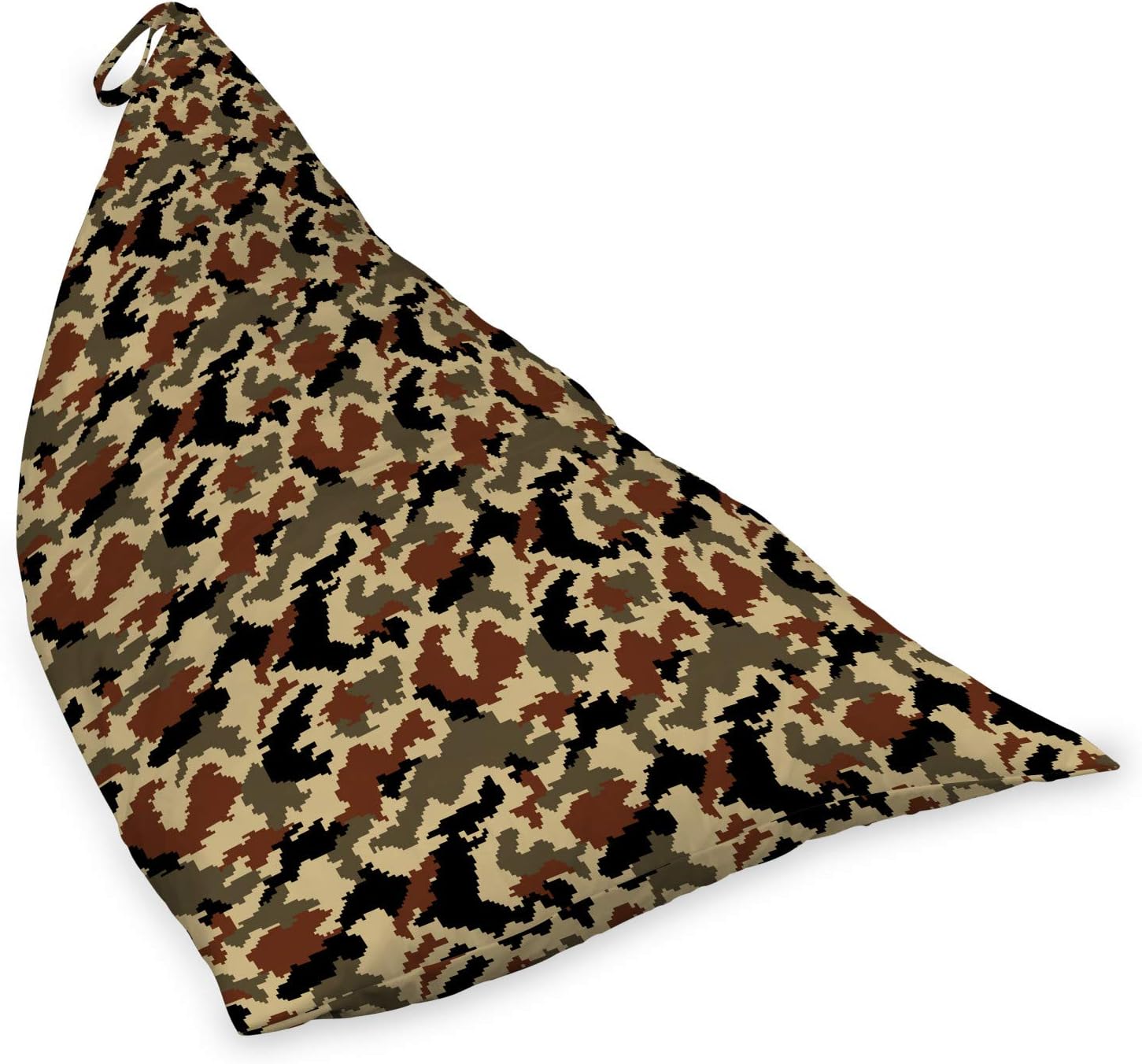 Ambesonne Camouflage Lounger Chair Bag, Pixel Art Style Blending in Environment Pattern Abstract Fashion Design, High Capacity Storage with Handle Container, Lounger Size, Brown Black Sepia