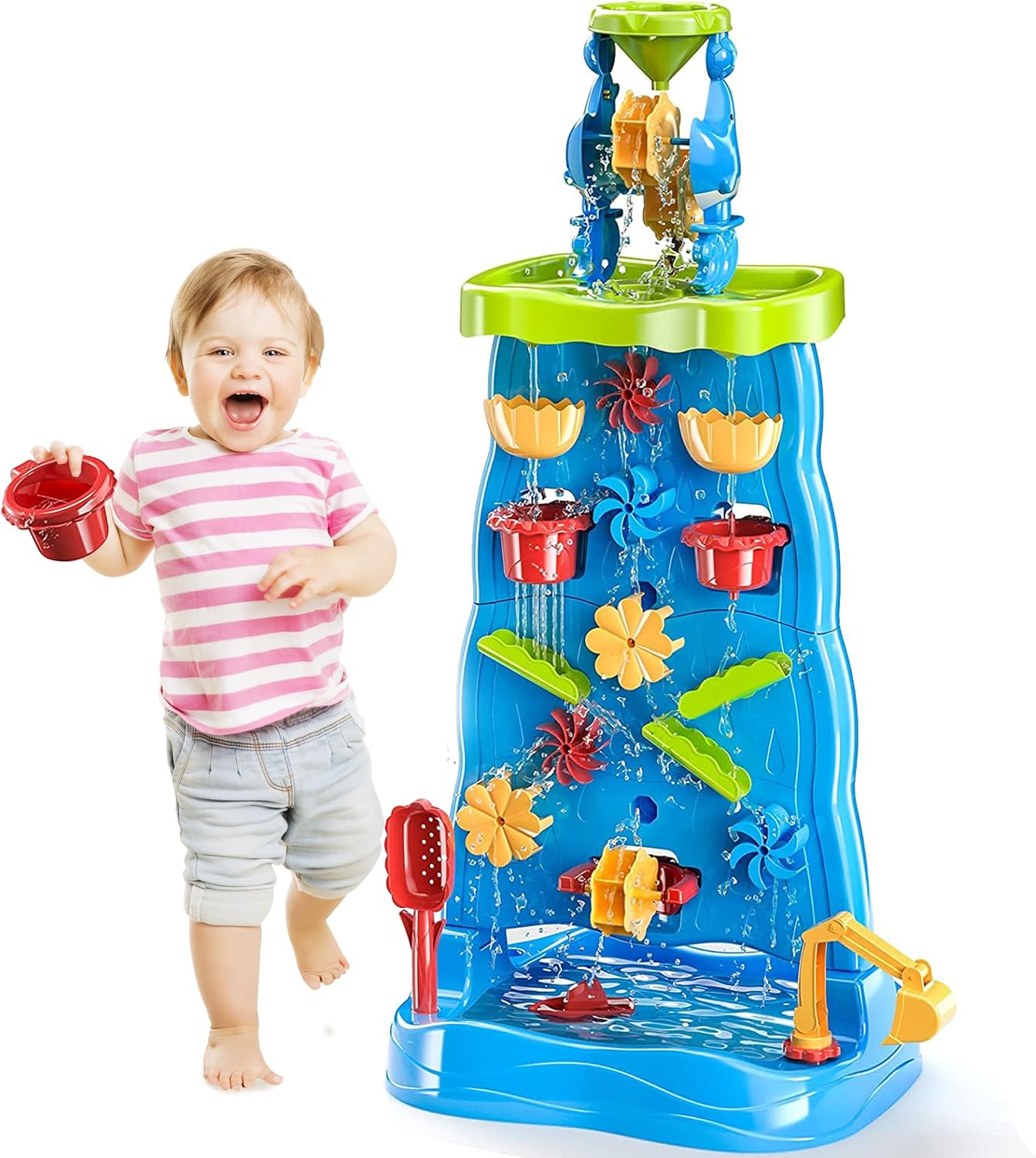 RAINBOW TOYFROG Water Table for Kids – 32Pcs Fun Water Table for Toddlers 1-3 – Kids Water Table for Outside – Educational Sensory Table for Toddlers Age 3-5 - Summer Toddler Toys.