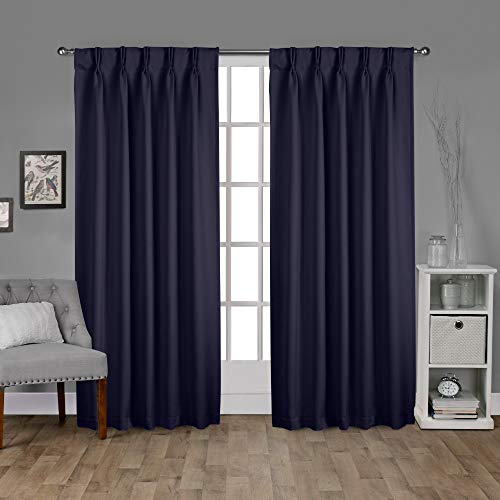 Exclusive Home Sateen Twill Woven Room Darkening Blackout Pinch Pleat/Hidden Tab Top Curtain Panel Pair, 84