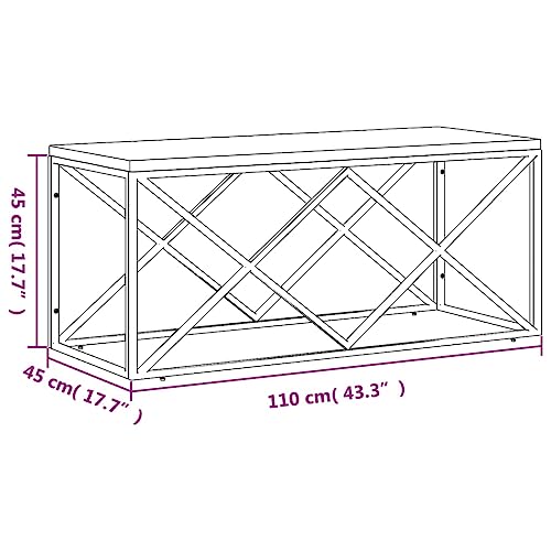 Coffee Table with Wood Tabletop, Living Room Table, Sofa Side Table, Stainless Steel and Solid Wood Reclaimed
