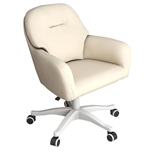 Home Office Chair Executive Mid Back Computer Table Desk Chair Swivel Height Adjustable Ergonomic with Armrest, PU Leather (Pink)