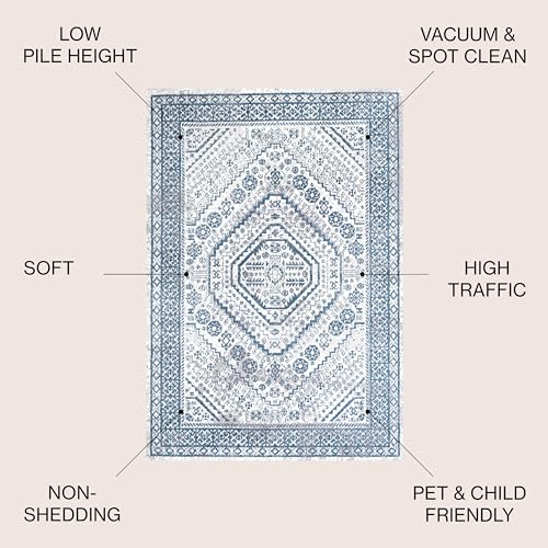JONATHAN Y MDP501B-3 Boho Cottage Medallion 3 ft. x 5 ft. Area Rug, Bohemian, Vintage, Southwestern, Casual, Transitional, Non Shedding, Living Room, Family Room, Dining Room, Bedroom, Brown/Ivory