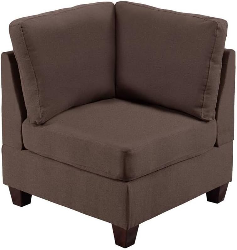 Living Room Furniture Corner Wedge Black Coffee Linen Like Fabric 1pc Cushion Wedge Sofa Wooden Legs