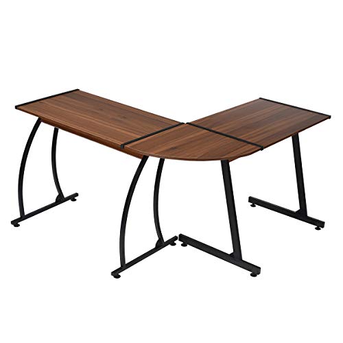 3-Piece L-Shaped Corner Computer Table PC Laptop Gaming Desk Home Office Workstation Wood, Brown