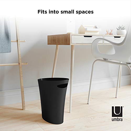Umbra Skinny Sleek & Stylish Bathroom Trash, Small Garbage Can Wastebasket for Narrow Spaces at Home or Office, 2 Gallon Capacity, Bronze, 3-Pack