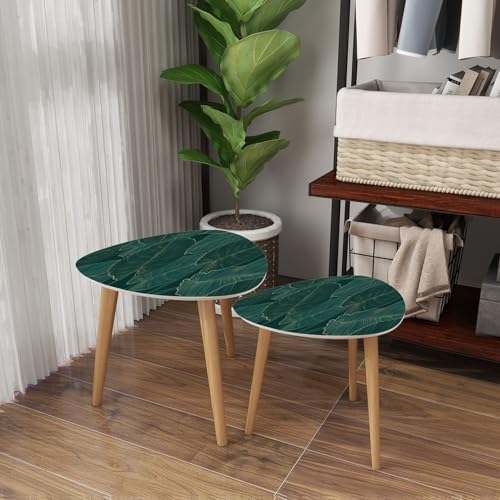 Triangle Nesting Coffee Table Set of 2 Thai asian style luxury decoration for Modern Minimalist Side Table Small End Table Leisure Tea Table Living room Bedroom Office