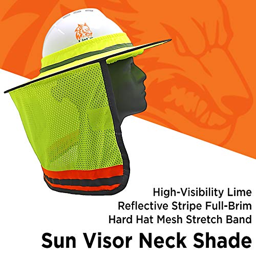 Wolf High-Visibility Orange Reflective Full-Brim Hard Hat Mesh Sun Visor Neck Shade