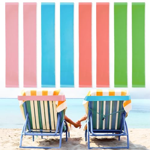 8 Pack Towel Bands for Beach Cruise Chairs,Stretch Rubber Beach Chair Towel Clips,Beach Towel Clips Summer Beach & Cruise Accessories Perfect Alternatives for Lounge Chair Clips for Pool Towels
