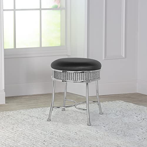 Hillsdale Venice Backless Faux Diamond Band Vanity Stool for Makeup Room or Bathroom, Chrome