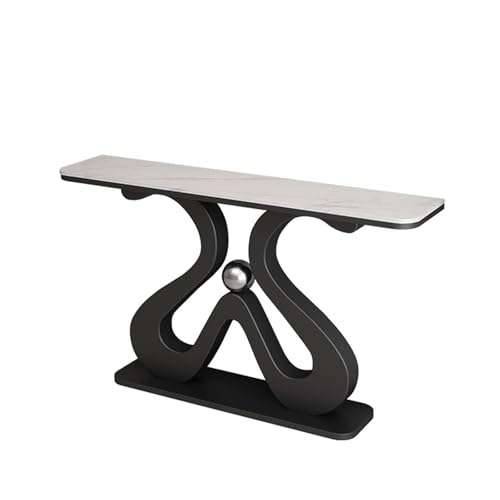 Console Table for Entryway | Sintered Stone Narrow Long Entryway Table | Console Table with Geometric Metal Legs | for Entryway, Hallway, Living Room, Foyer, Corridor(Gold)