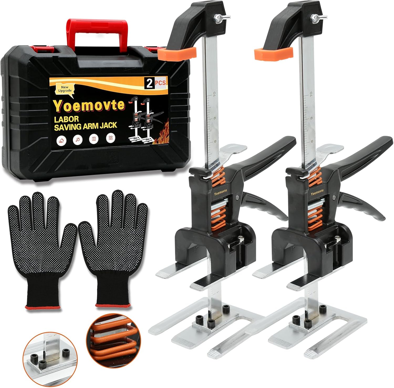 Labor Saving Arm Jack 2PCS, 14 Inches Upgrade Multifunctional Hand Lifting Jack Tool，Multi-Function Height Adjustment Lifting Device，Wall Tile Locator and Furniture Lifter for Furniture.