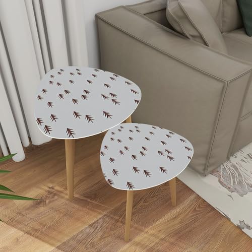 Triangle Nesting Coffee Table Set of 2 Forest panorama view Pine tree landscape Spruce silhouette Modern Minimalist Side Table Small End Table Leisure Tea Table Living room Bedroom Office