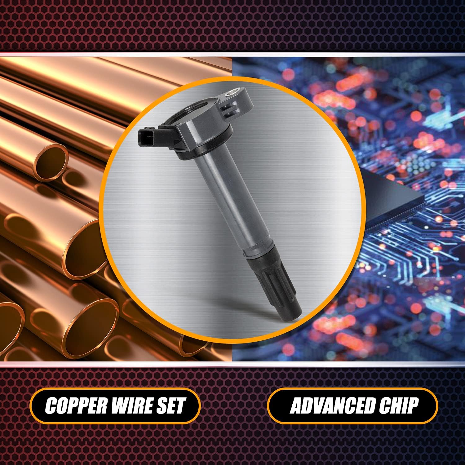 RANSOTO Ignition Coil & Iridium Spark Plug Compatible with 2007-2015 Toyota Camry Sienna Avalon Venza RAV4 Highlander Lexus RX450h ES350 IS350 2.5L 2.7L 3.5L Replace UF487 90919-A2002 Set Of 6