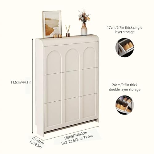 Modern freestanding multi-layer white shoe cabinet for small entrance space, high and narrow shoe cabinet, sports shoe rack, wooden shoe cabinet, space-saving shoe rack, shoe organizer ( Size : 70*17*