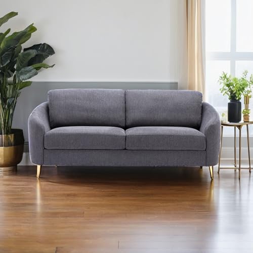 Modern Living Room Sofas: 3-Piece Comfortable Sofa Set, Linen Sectional Couch Set with Gold Legs, Sofa Set for Living Room, Apartment, and Office (Night Sky Grey)
