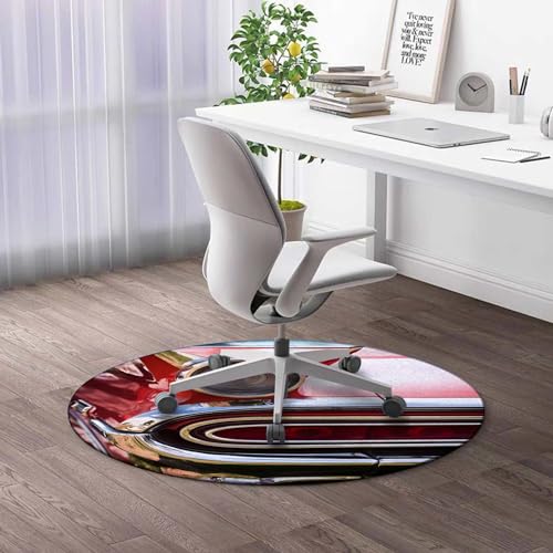 Round Rug 5 FT Peacock Chair Mat for Hard Floors Colorful Floor Protector Mats Anti-Slip,Low Pile Desk Rug for Rolling Chair